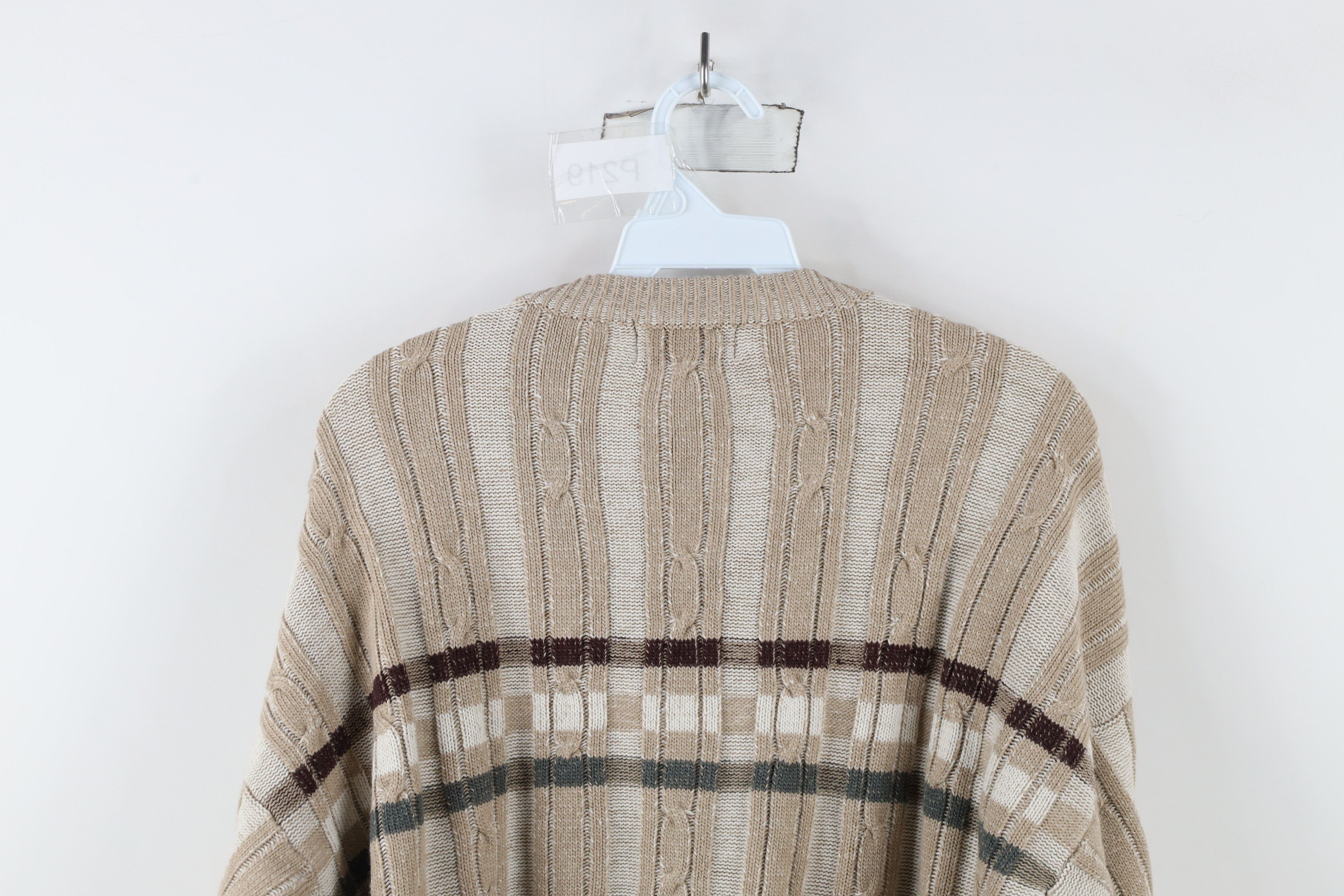Vintage Vintage 90s Streetwear Cable Ribbed Knit Crewneck Sweater Size US L / EU 52-54 / 3 - 7 Thumbnail