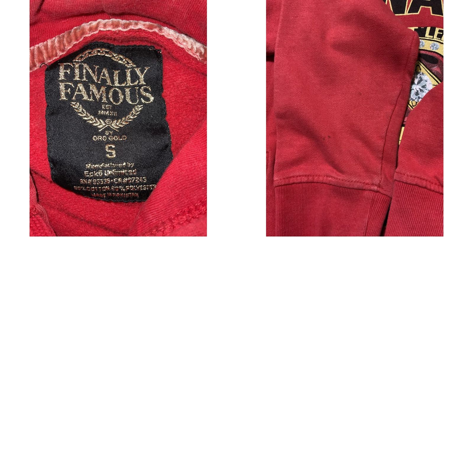 Ecko Unltd. VINTAGE Finally Famous Oro Gold Big Sean Ecko Unltd Detroit Legends Ring Pullover Hoodie Shirt Mens Small Red Size US S / EU 44-46 / 1 - 8 Thumbnail