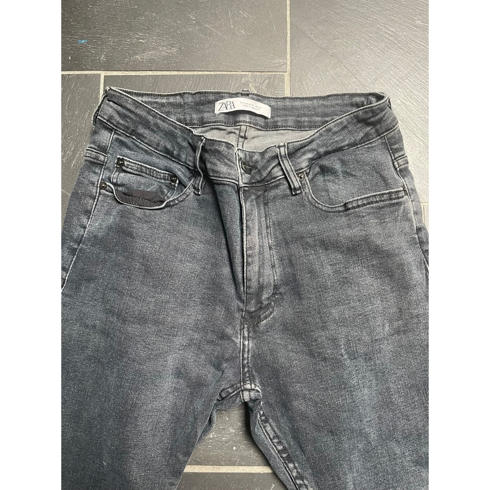 Zara Dark Blue Washed Skinny Denim Jeans ZARA Size US 31 - 2 Thumbnail