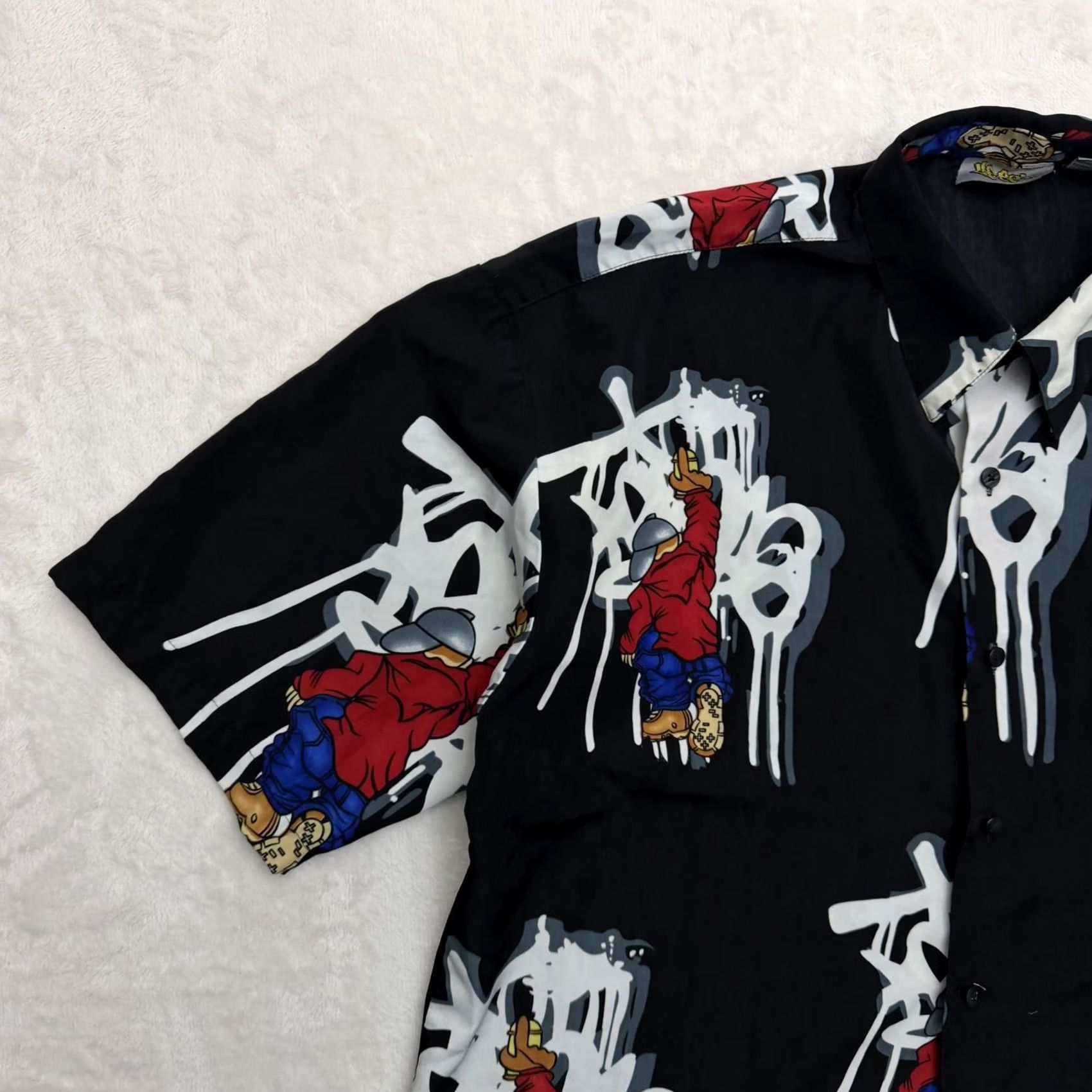 Vintage Up Rok Shirt Mens Large Black Graphic Print Hip Hop Button Up Streetwear Size US L / EU 52-54 / 3 - 5 Thumbnail
