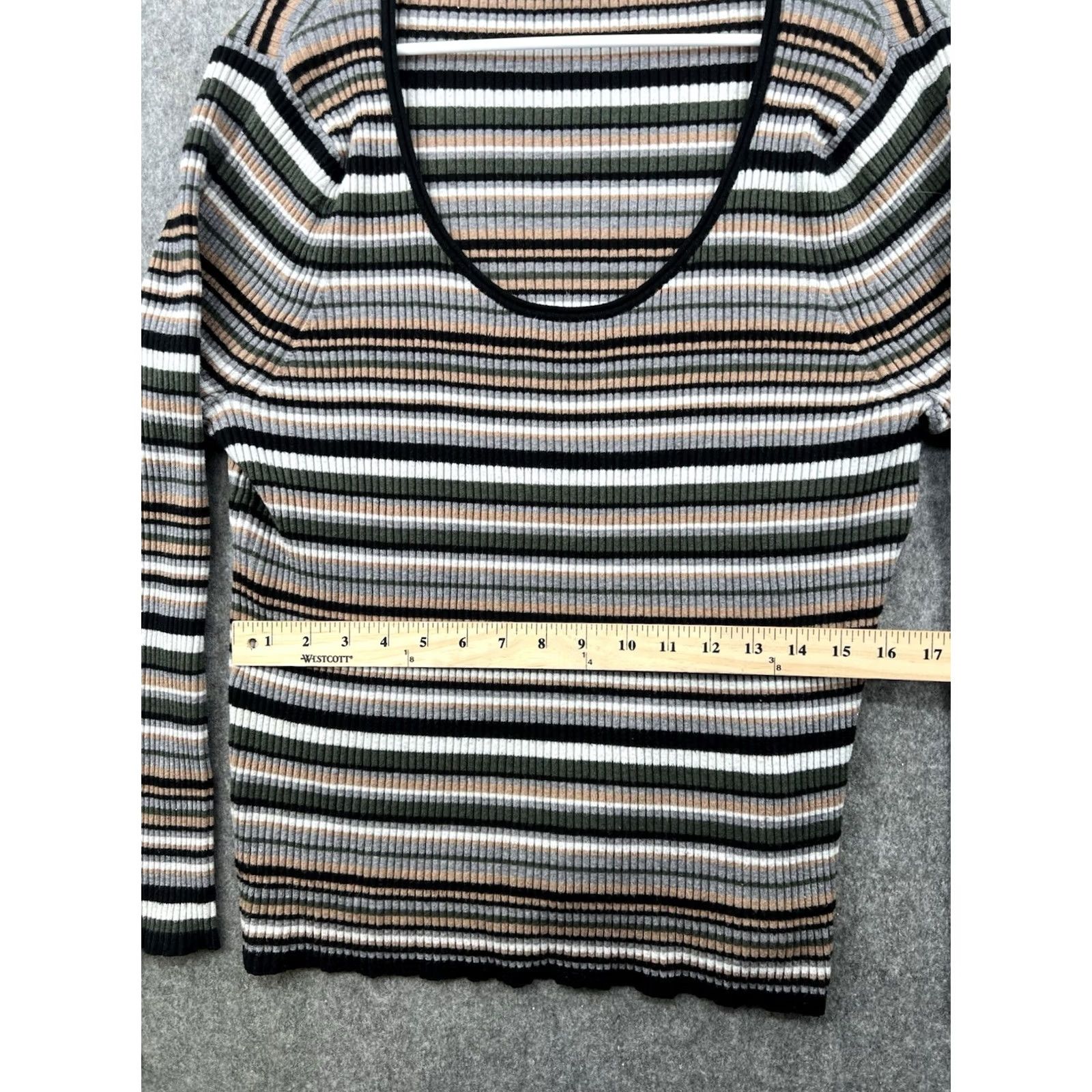 Banana Republic Banana Republic Women’s Top Long Sleeve Ribbed Stripe Scoopneck Knit Casual 2XL Multicolor Size XXL / US 16-18 / IT 52-54 - 2 Thumbnail