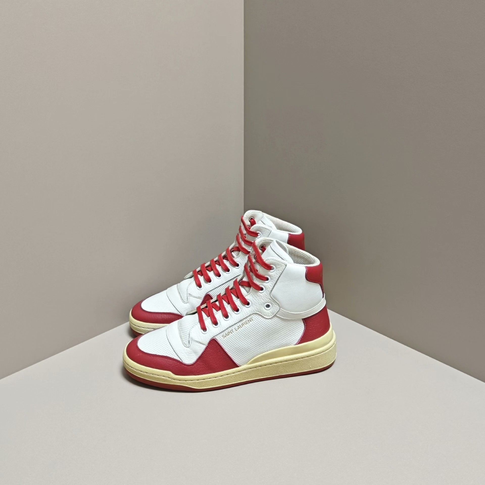 Saint Laurent Paris Saint Laurent Paris Distressed Red Hitop Sneakers 7 Men Size US 7 / EU 40 - 1 Thumbnail