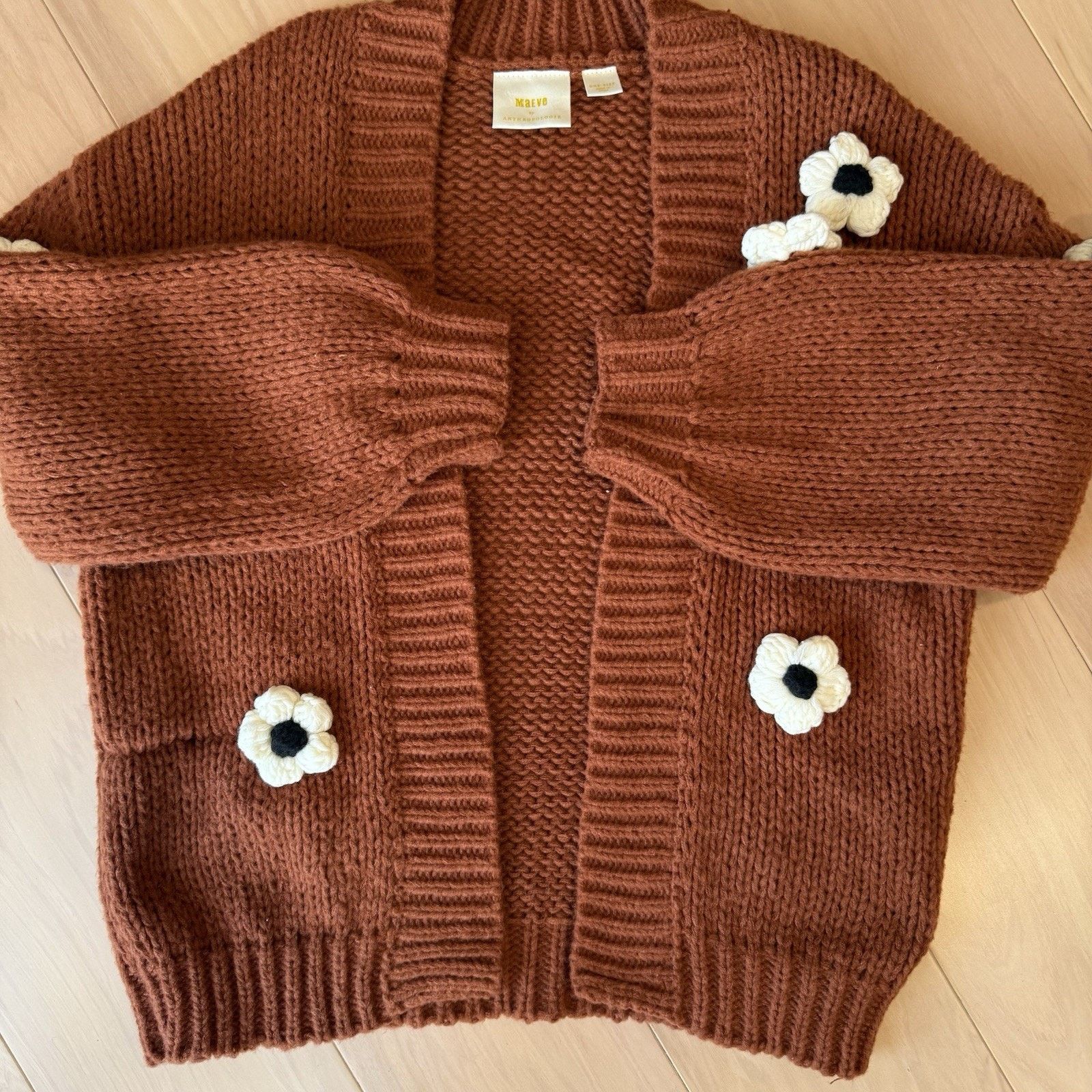Anthropologie Maeve Anthropologie Chunky 3D Flower Sweater Women's OSFA Size ONE SIZE - 5 Thumbnail