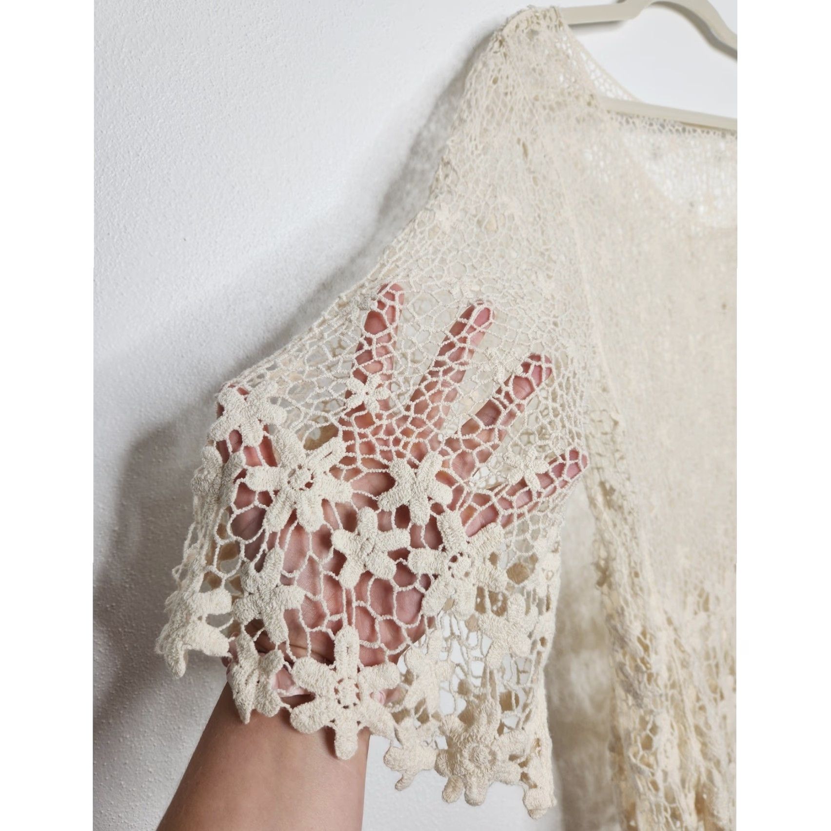 Vintage VINTAGE Floral Lace Boho Fairy Whimsy Oversized Flowy Poncho Style Top Size M / US 6-8 / IT 42-44 - 3 Thumbnail