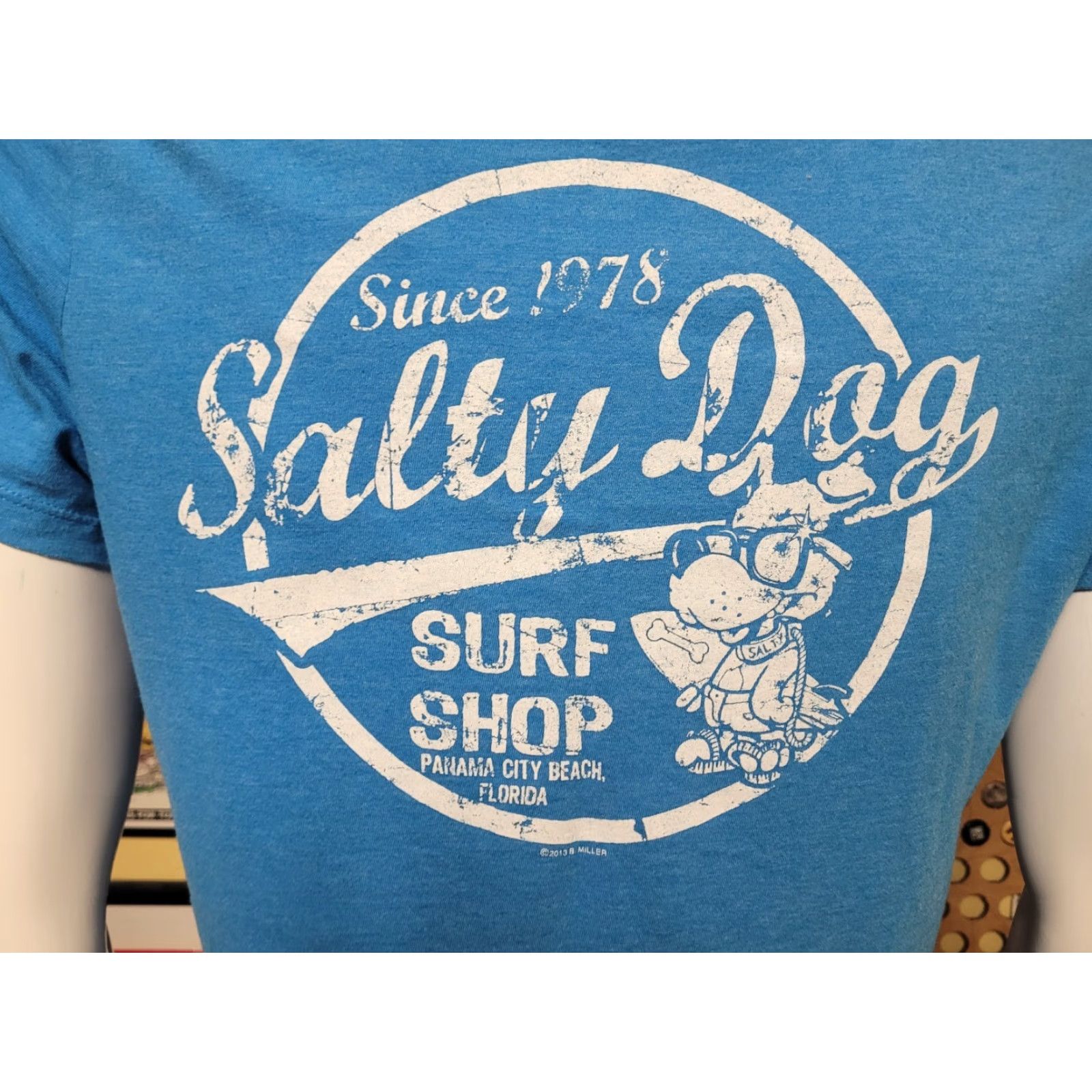 Vintage Womens T-Shirt XL Salty Dog Surf Shop Panama City FL Blue Beach Dog Florida Surfing Size XL / US 12-14 / IT 48-50 - 4 Thumbnail