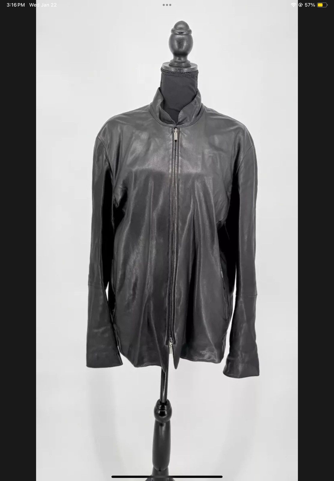 Armani Armani Collezioni Leather Jacket Black Women’s Size 42 Size L / US 10 / IT 46 - 1 Thumbnail