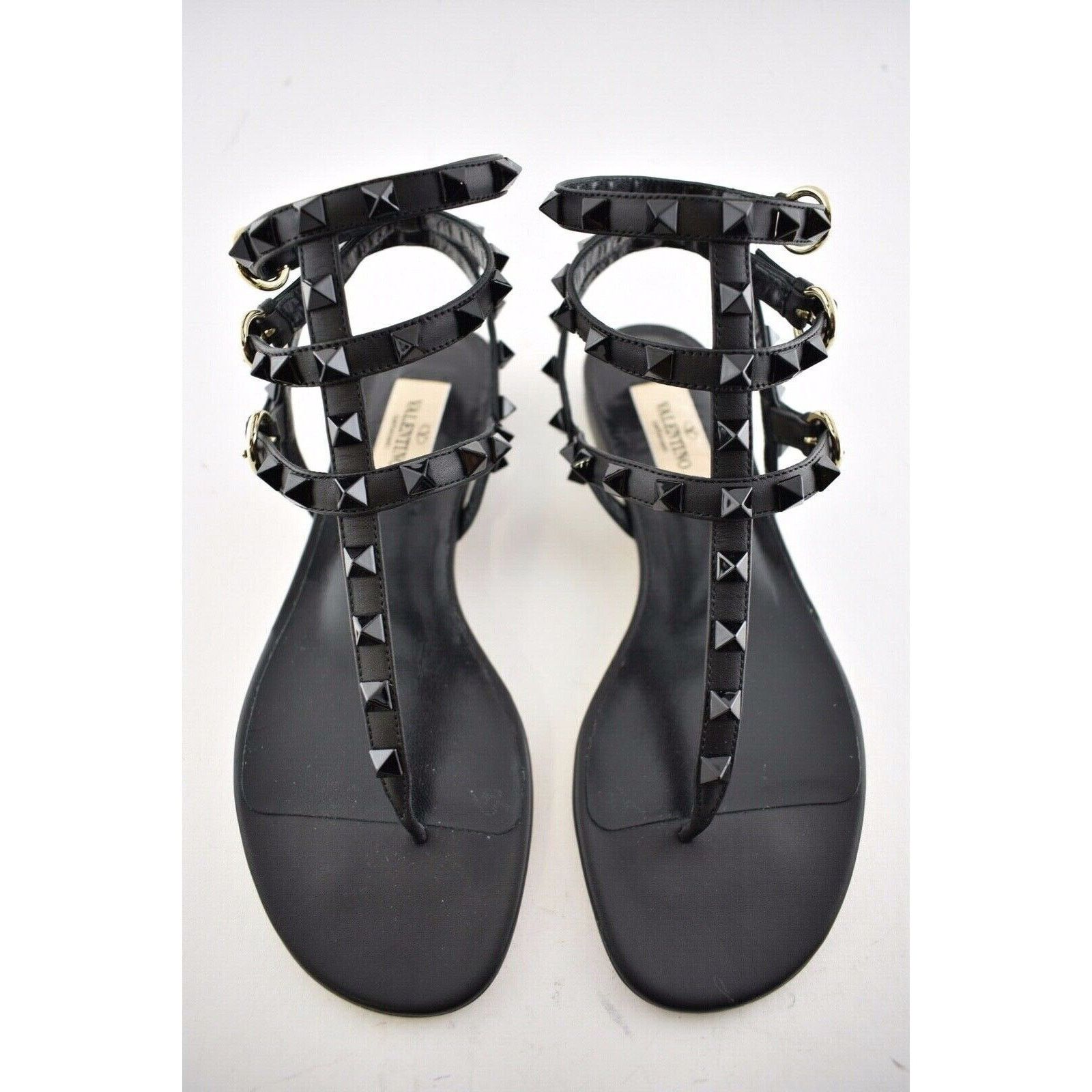 Valentino Valentino Rockstud Black Tonal Stud Triple Strap Gladiator Size US 7.5 / IT 37.5 - 7 Thumbnail