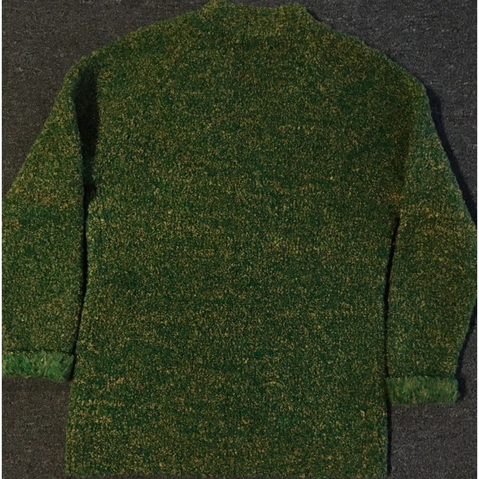 Vintage Vtg 70s Speckled Knit Cardigan Sweater M AOP Kurt Cobain Grunge Yellow Green Fuzzy 80s Size M / US 6-8 / IT 42-44 - 3 Thumbnail