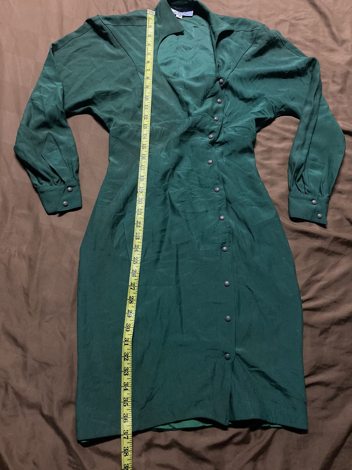 Vintage 90s Thierry Mugler Snap Button Green Dress