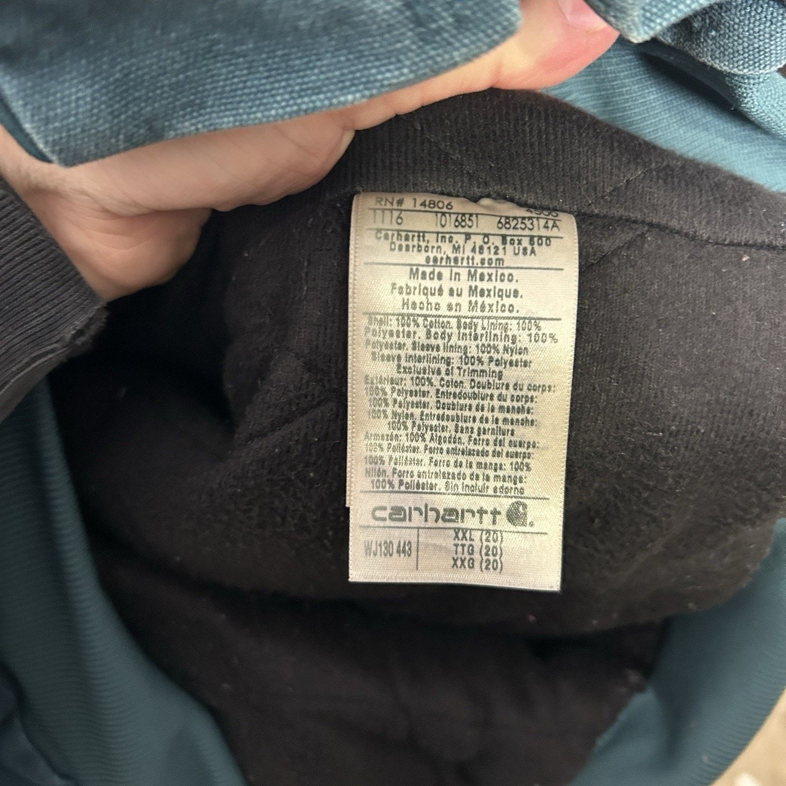 Carhartt Y2K Carhartt Quilted Hooded Active Jacket “Dark Teal” WJ130 Size XXL / US 16-18 / IT 52-54 - 6 Thumbnail