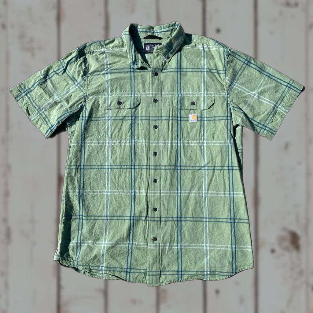 Carhartt Carhartt Shirt Men XL Tall Relaxed Fit Green Plaid Pocket Button-Front Casual Workwear Size US XL / EU 56 / 4 - 1 Thumbnail