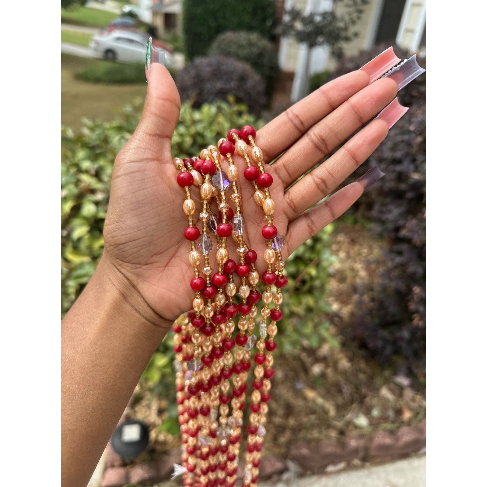Other Handcrafted African Red & Gold Beaded Body Jewelry Size ONE SIZE - 5 Thumbnail
