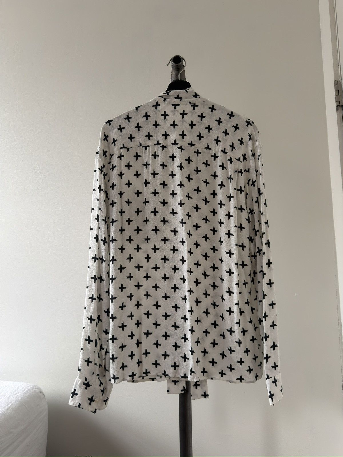 Haider Ackermann SS16 Cross-Print Tied-Neck Shirt Size US S / EU 44-46 / 1 - 3 Thumbnail