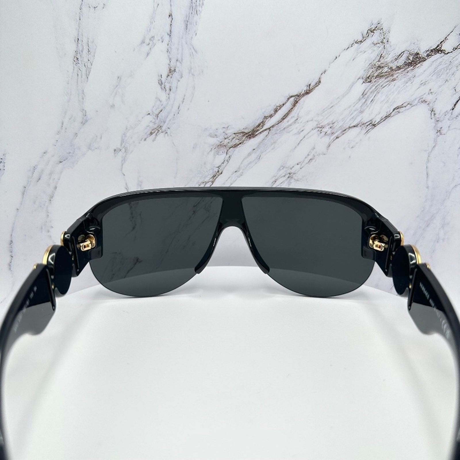 Versace New VERSACE Sunglasses Black Gold Shield Mask Medusa Logo Size ONE SIZE - 4 Thumbnail