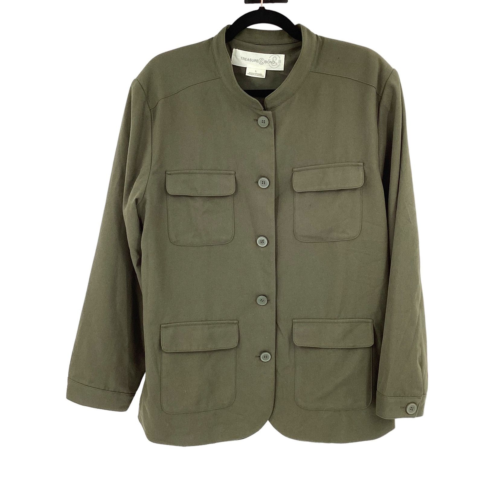 Treasure & Bond Treasure & Bond Green Button Up Utility Shacket Large NWOT Size L / US 10 / IT 46 - 1 Thumbnail