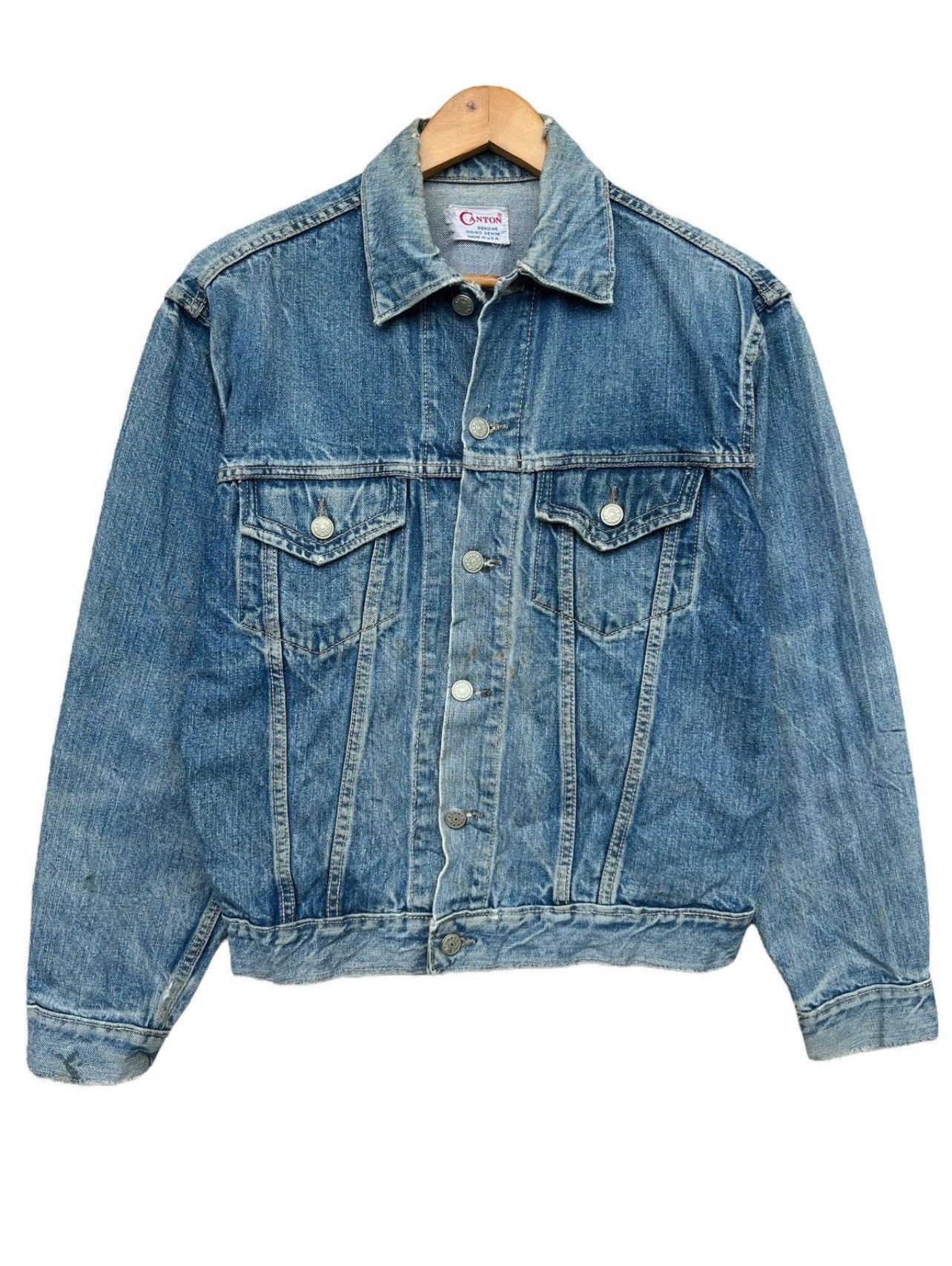 Vintage Vintage 70s Canton Denim Jacket Distressed Denim Jacket Size US S / EU 44-46 / 1 - 1 Thumbnail