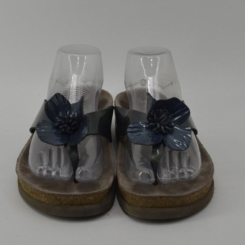 Mephisto Mephisto Wms Euro 39 US 9 Sandal Blue Floral Thong Sandal Size US 9 / IT 39 - 2 Thumbnail