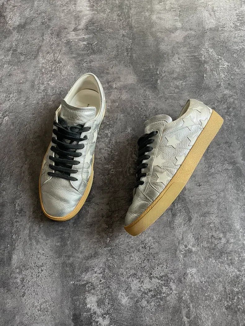 Saint Laurent Paris Saint Laurent Paris Silver Star Canvas Sneakers Size US 9 / EU 42 - 1 Thumbnail