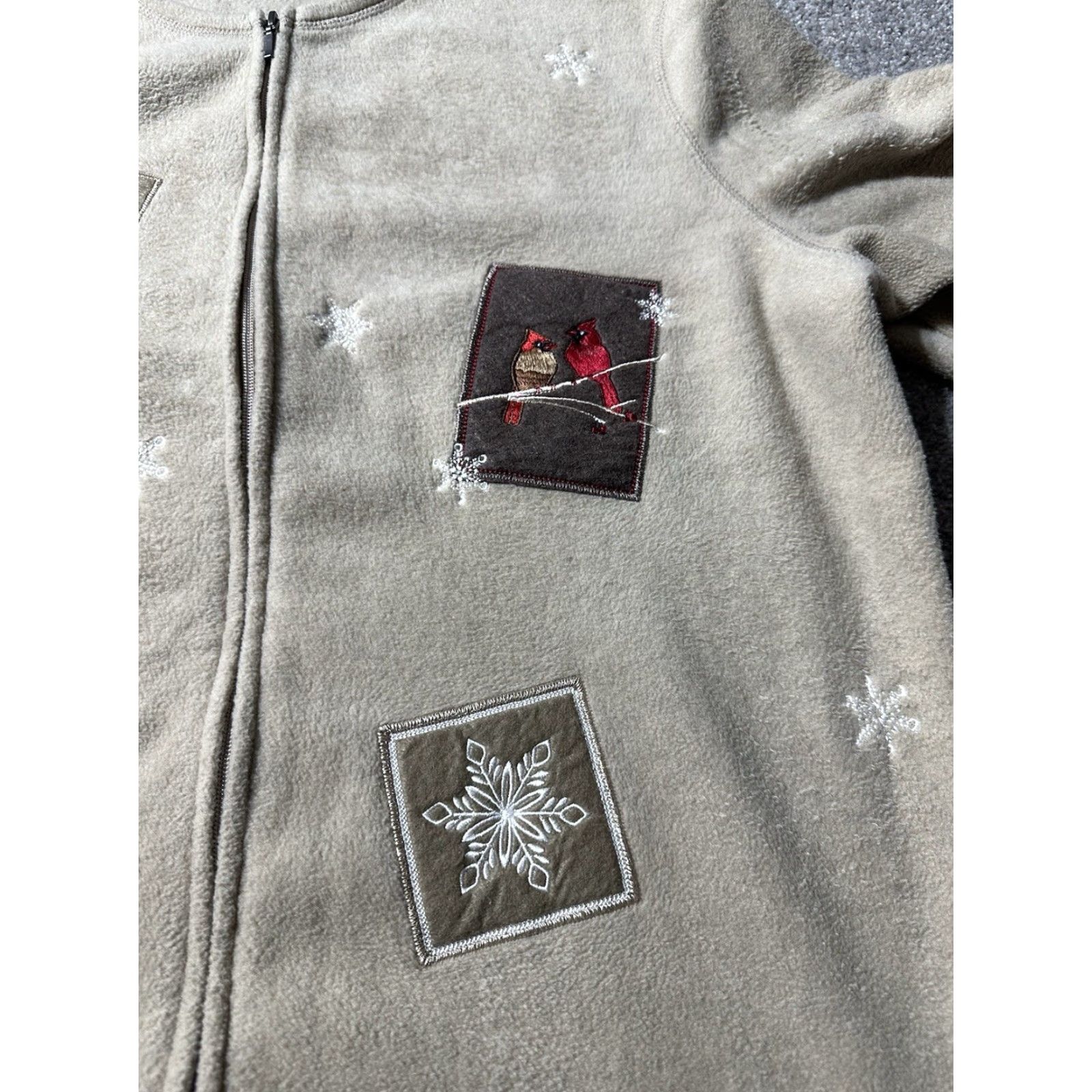 Croft & Barrow VINTAGE Croft & Barrow Sweater Full Zip Women XL Beige 90s Bird Snowflakes Christmas Holiday Winter Cozy Cottagecore Mens? Women? Size XL / US 12-14 / IT 48-50 - 3 Thumbnail