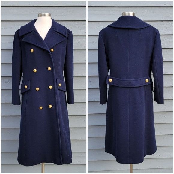 Vintage Vintage 50s Navy Blue Wool Double Breasted Greatcoat Militar Size L / US 10 / IT 46 - 5 Thumbnail