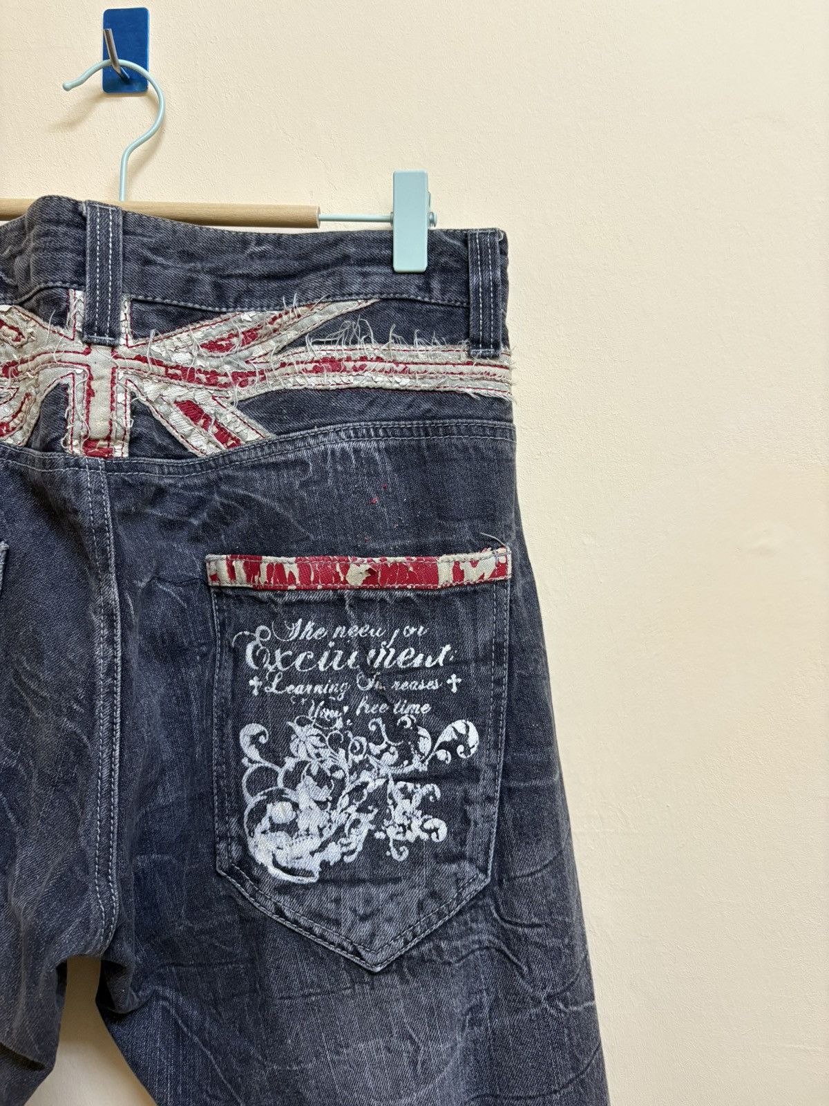 If Six Was Nine × Japanese Brand Vintage Y2k Jack Serika Poem Skull Printed Flared Jeans Size US 34 / EU 50 - 7 Thumbnail
