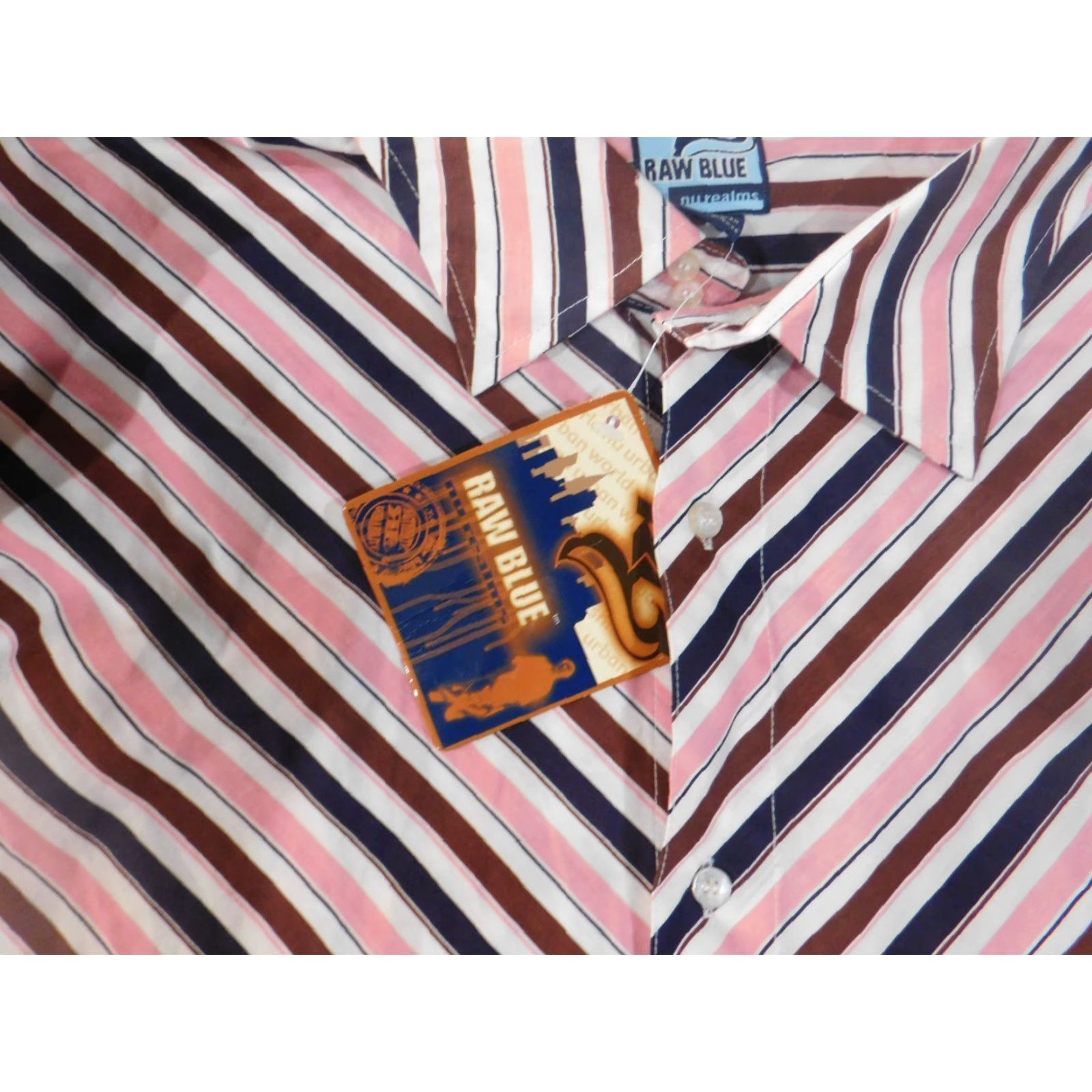 Vintage Raw Blue Shirt 4XL Mens pink striped Button-Up Retro Classic Long Sleeve Button-Down Collared Knit Cotton 4XL Vintage No N/A Size US XXL / EU 58 / 5 - 5 Thumbnail