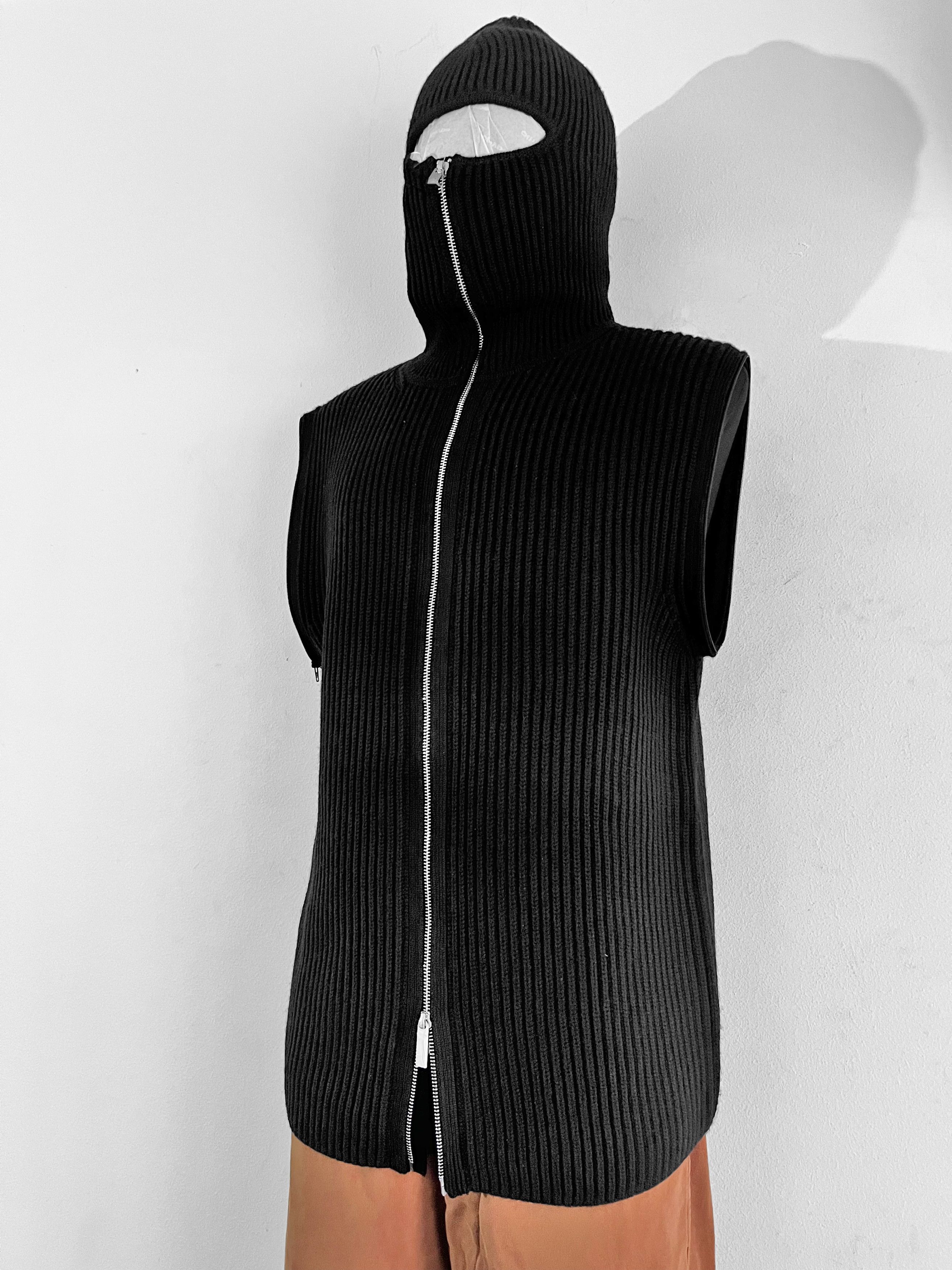 Helmut Lang Balaclava Hooded Ribbed Wool Sweatshirt Size US L / EU 52-54 / 3 - 7 Thumbnail