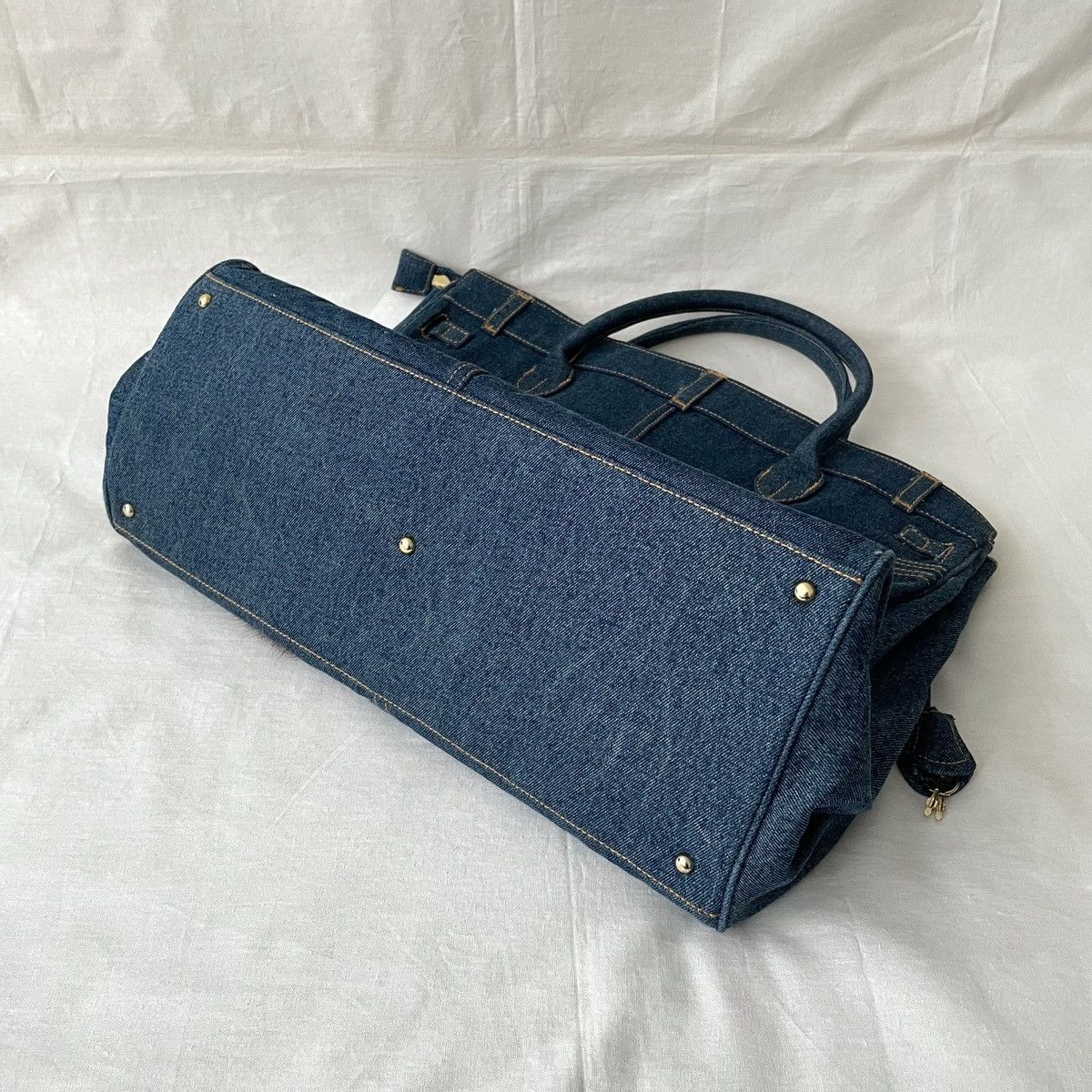 Japanese Brand Birkin Style Denim and Fur Handmade Bag Japan Size ONE SIZE - 6 Thumbnail