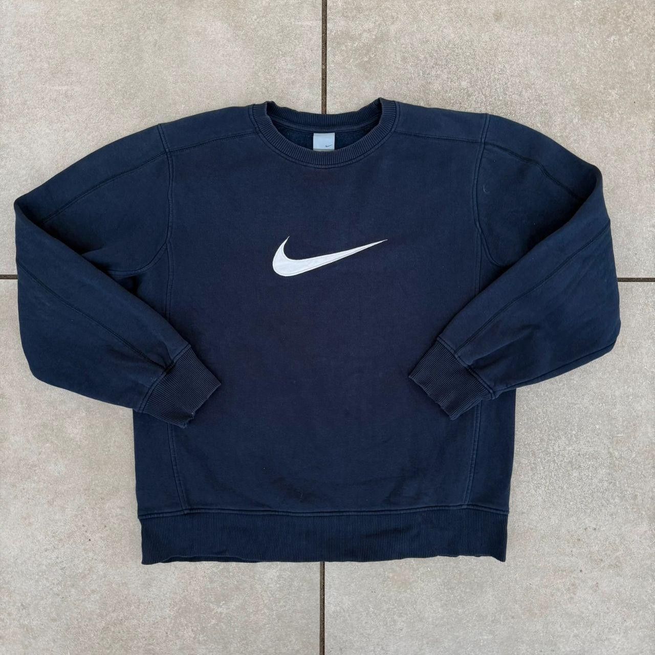 Nike Vintage 90s Center Swoosh Sweaetshirt Navy Spellout