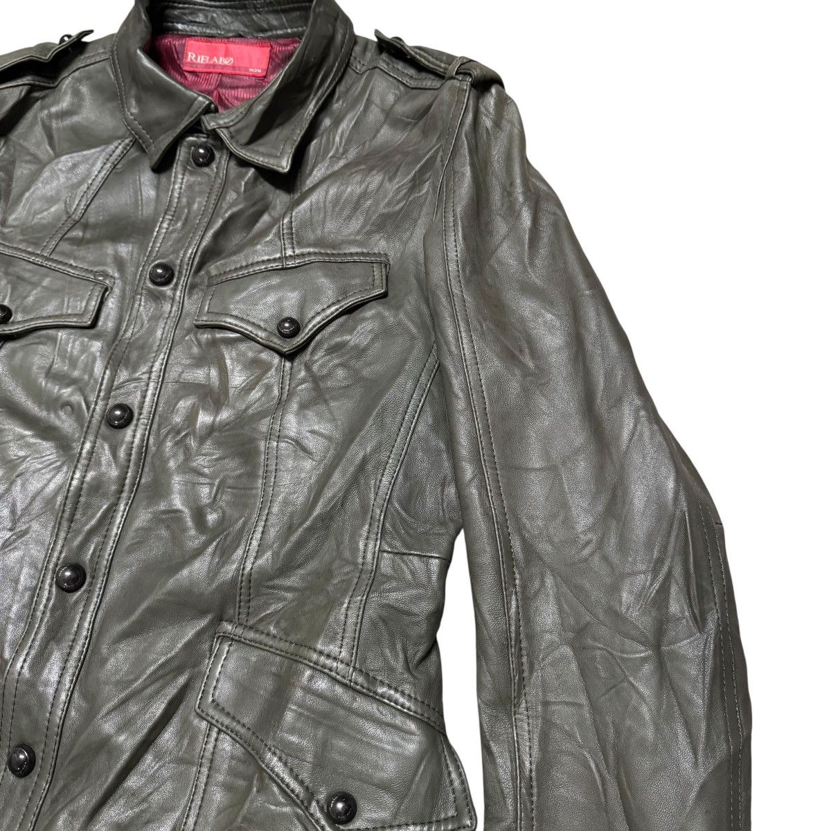 Le Grande Bleu (L.G.B.) Reilabo x Nicole Club Military Leather Jacket Size US M / EU 48-50 / 2 - 6 Thumbnail