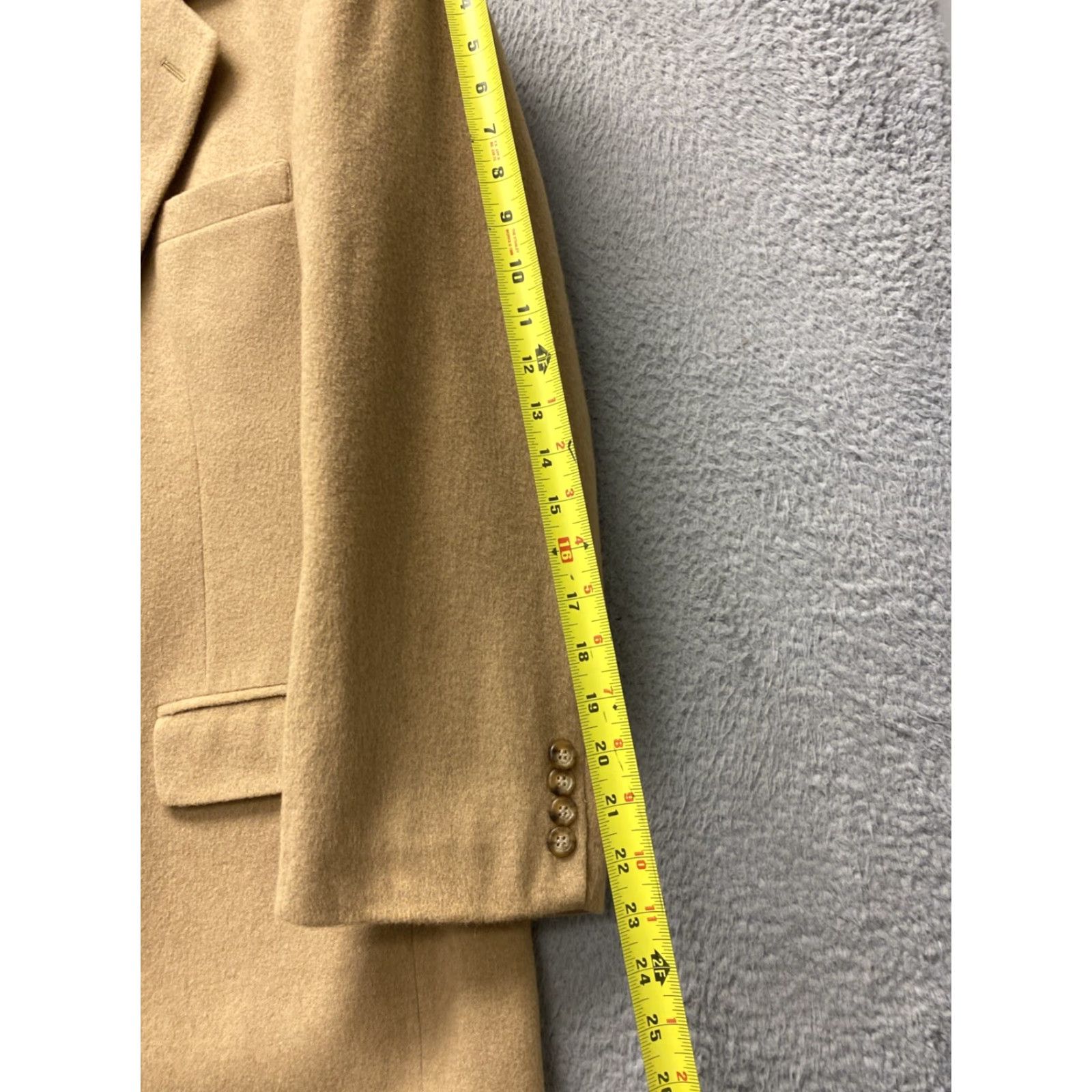 Bill Blass VINTAGE Bill Bass Men's Blazer Jacket 48 Tan Camel Hair Single-Breasted 2-Button Formal Casual Sport Size 48R - 7 Thumbnail