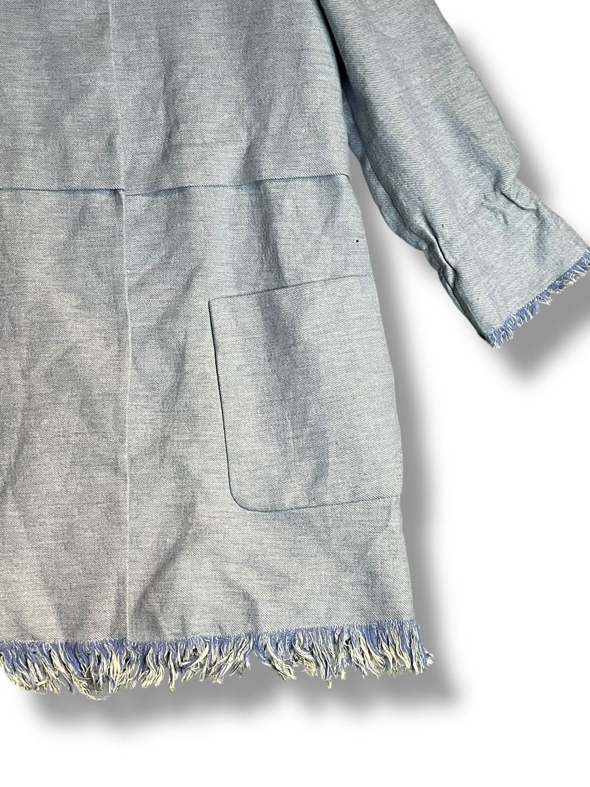 Vintage × Zara Zara x Casual Blue Frayed Hem Long Coat (26) Size US S / EU 44-46 / 1 - 3 Thumbnail