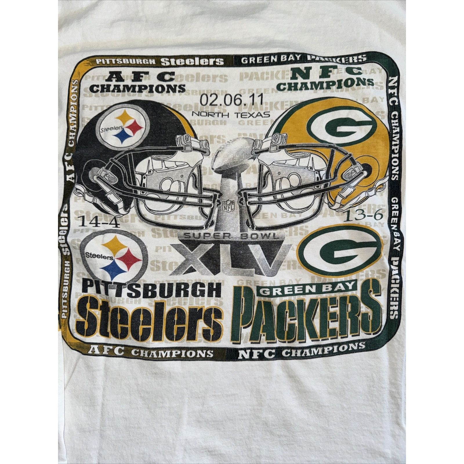 Band Tees × NFL Steelers Packers Long Sleeve T-Shirt White Large Vintage Size US XL / EU 56 / 4 - 2 Thumbnail