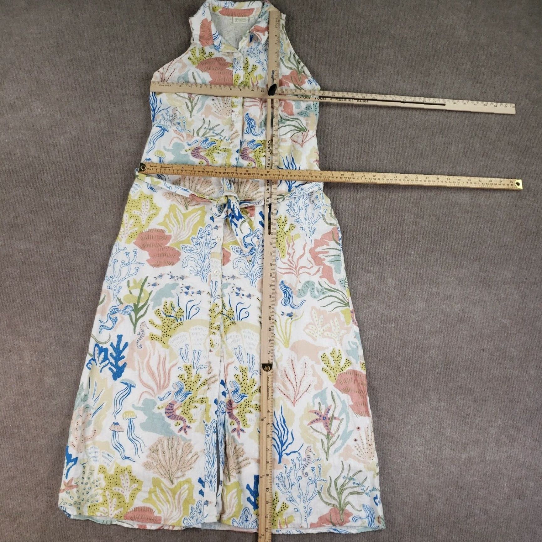 Vintage VINTAGE Spartina 449 Dress Women XS Midi Linen Sleeveless Collared Button Casual Party Travel Women's Fashion Size XS / US 0-2 / IT 36-38 - 2 Thumbnail