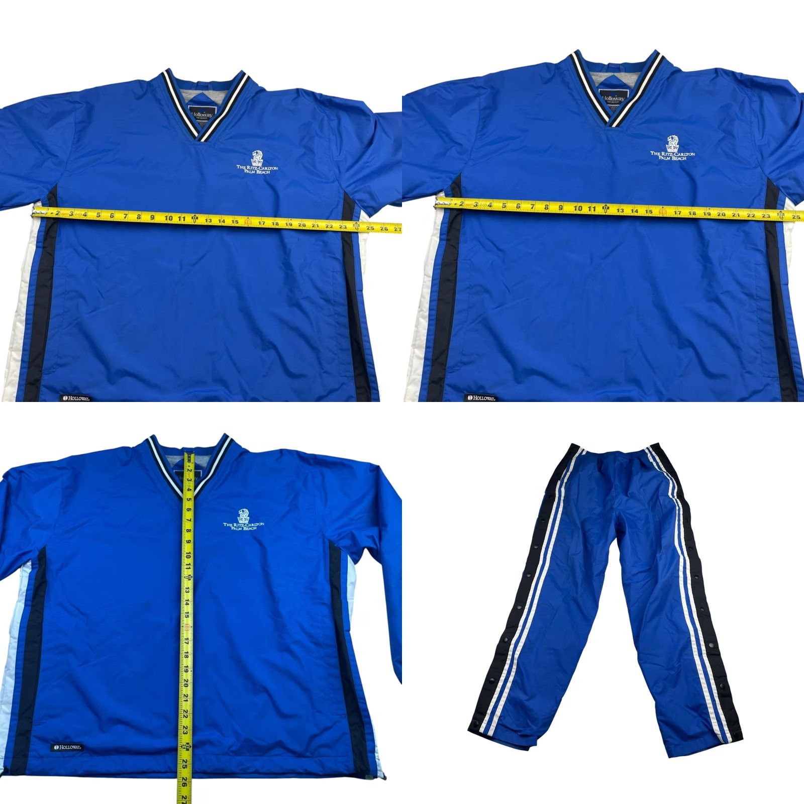 Holloway Holloway Ritz Carlton Palm Beach Men's Windbreaker Track Suit Blue/Black/White 2 Piece Medium Nylon 100% Wind Resistant Pockets Size 40R - 8 Thumbnail