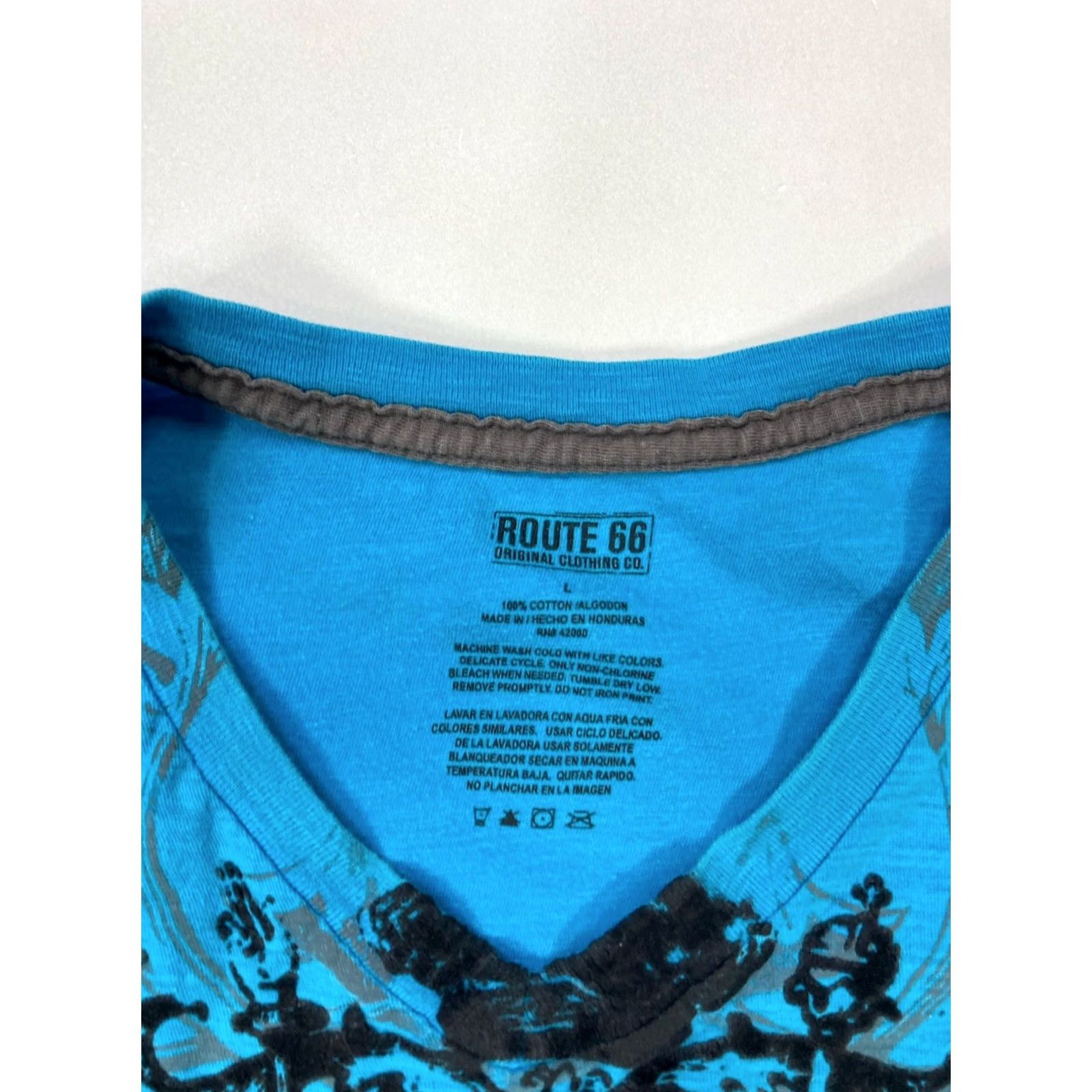 Route 66 VINTAGE Route 66 Wing Tribal V-Neck Graphic T-shirt Men Large Blue, T-Shirt, Route 66, Tribal, Graphic Print, XL? Size US L / EU 52-54 / 3 - 6 Thumbnail