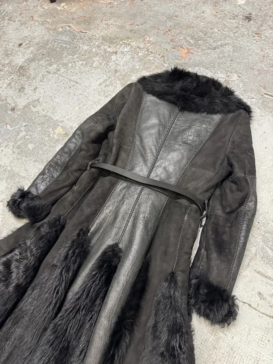 Roberto Cavalli AW2010 Cavalli Black Leather Crocodile Effect Fur Royal Long Jacket Size M / US 6-8 / IT 42-44 - 6 Thumbnail