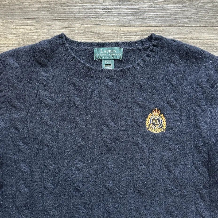 Lauren Ralph Lauren Vintage Lauren Ralph Lauren Cable Knit Crest Sweater Size M / US 6-8 / IT 42-44 - 2 Thumbnail