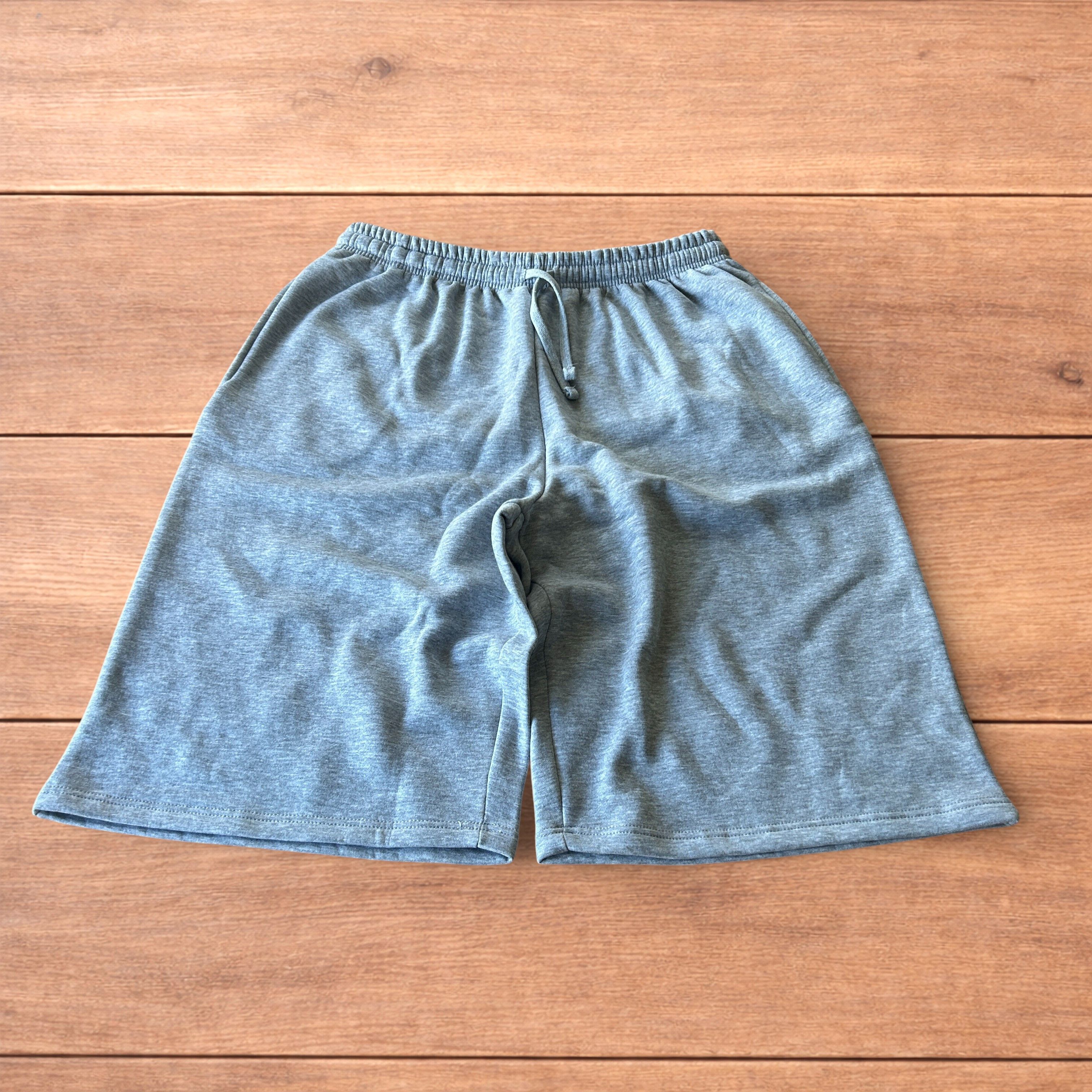 Japanese Brand Super baggy wide leg jersey shorts jorts in light marl grey. Size US 36 / EU 52 - 1 Thumbnail