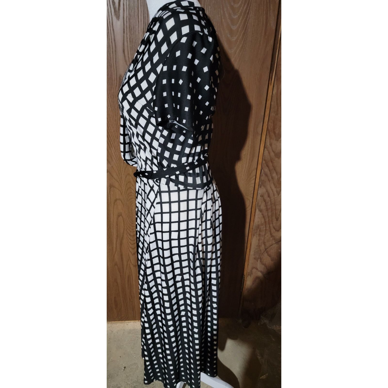 The Unbranded Brand Cocomo’ Black n White Checked Wrap Dress - Medium Size M / US 6-8 / IT 42-44 - 3 Thumbnail