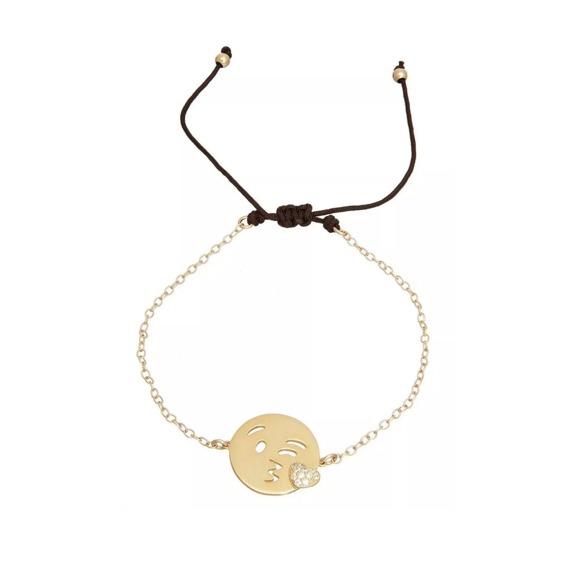 Other New Emoji Wink Kiss Sterling Silver 14K Gold Vermeil Bracele Size ONE SIZE - 2 Thumbnail
