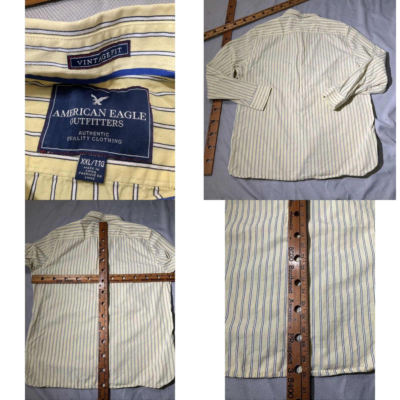 Vintage American Eagle Shirt Mens 2XL Yellow Workwear Button-Up Casual Preppy 90s USA Retro Grunge Hip Hop City Vintage-None Size US XXL / EU 58 / 5 - 8 Thumbnail