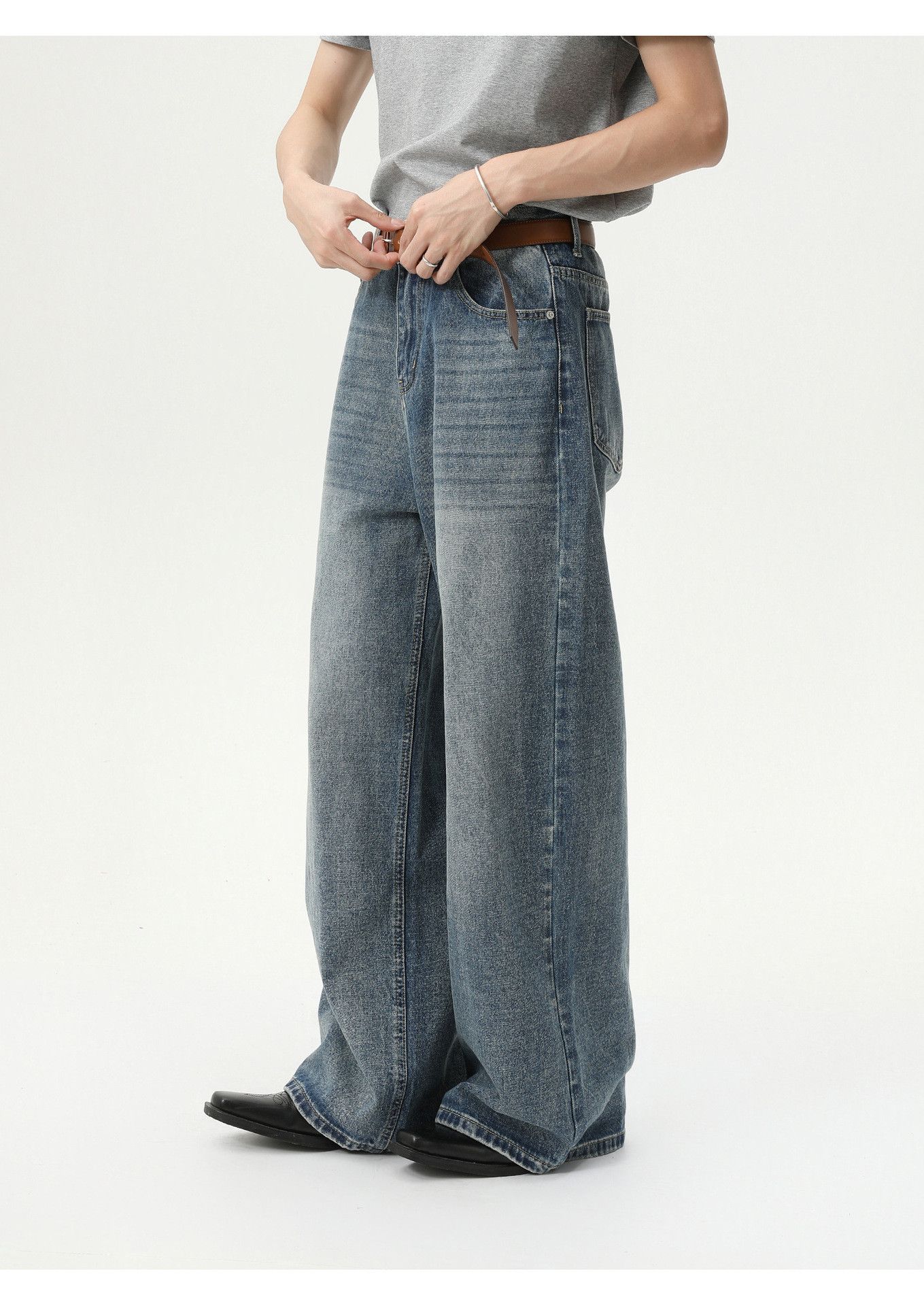 Vintage Japanese retro cleanfit straight leg wide-leg washed jeans Size US 32 / EU 48 - 3 Thumbnail