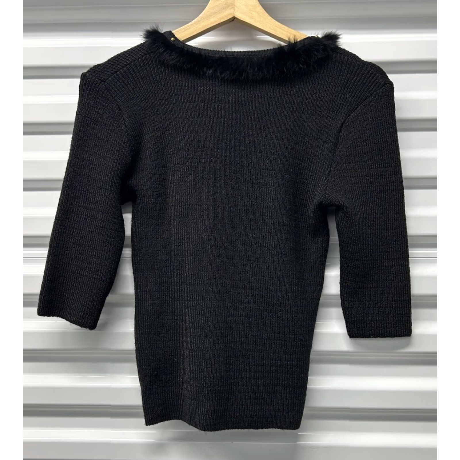 Vintage VINTAGE Solyne Paris Sweater Women Black Rhinestone Square Neck 3/4 Sleeve Knit MadeInFrance S Pullover Size S / US 4 / IT 40 - 2 Thumbnail