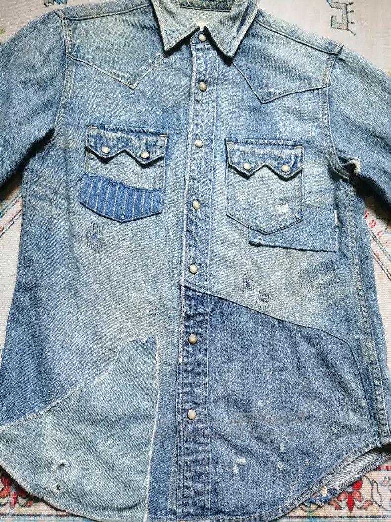 RRL Ralph Lauren RRL Ralph Lauren Destroyed patchwork denim shirt jacket Size US XS / EU 42 / 0 - 3 Thumbnail