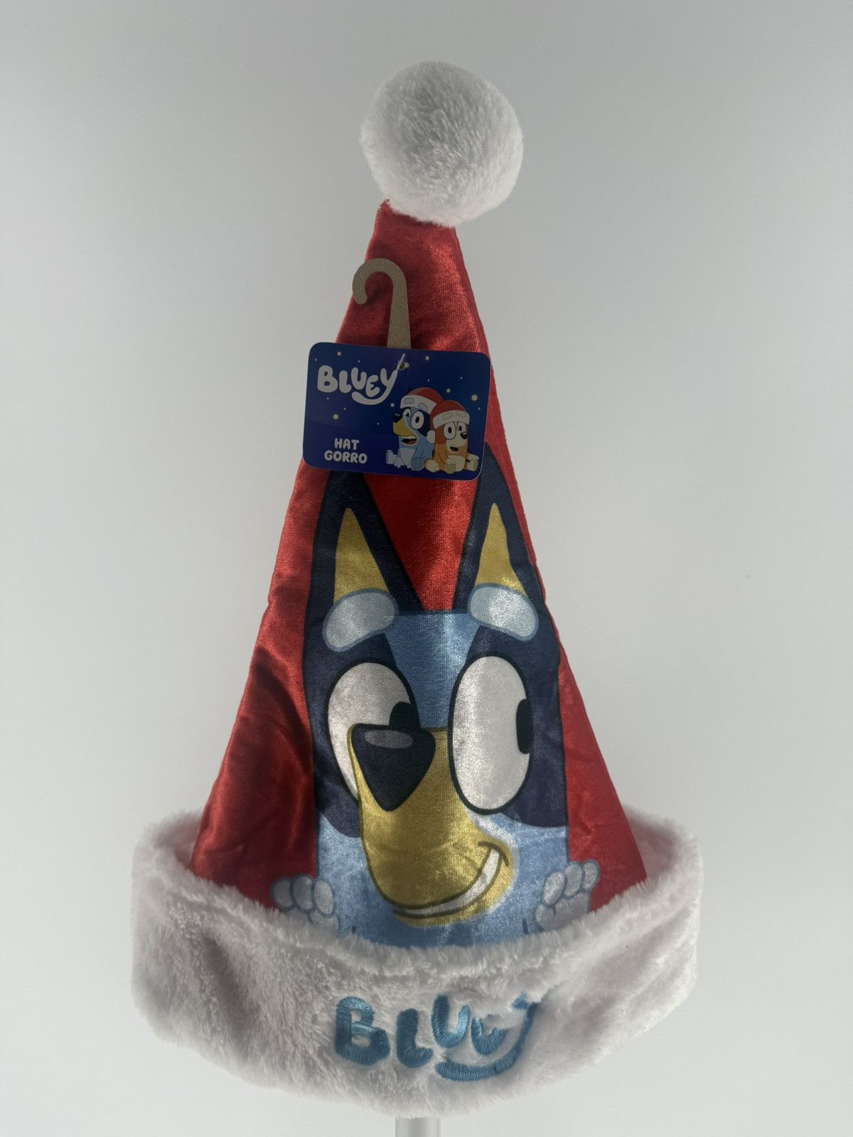 Other Bluey Dog Christmas Santa Hat 16" Red Faux Fur Embroidery Size ONE SIZE - 1 Thumbnail