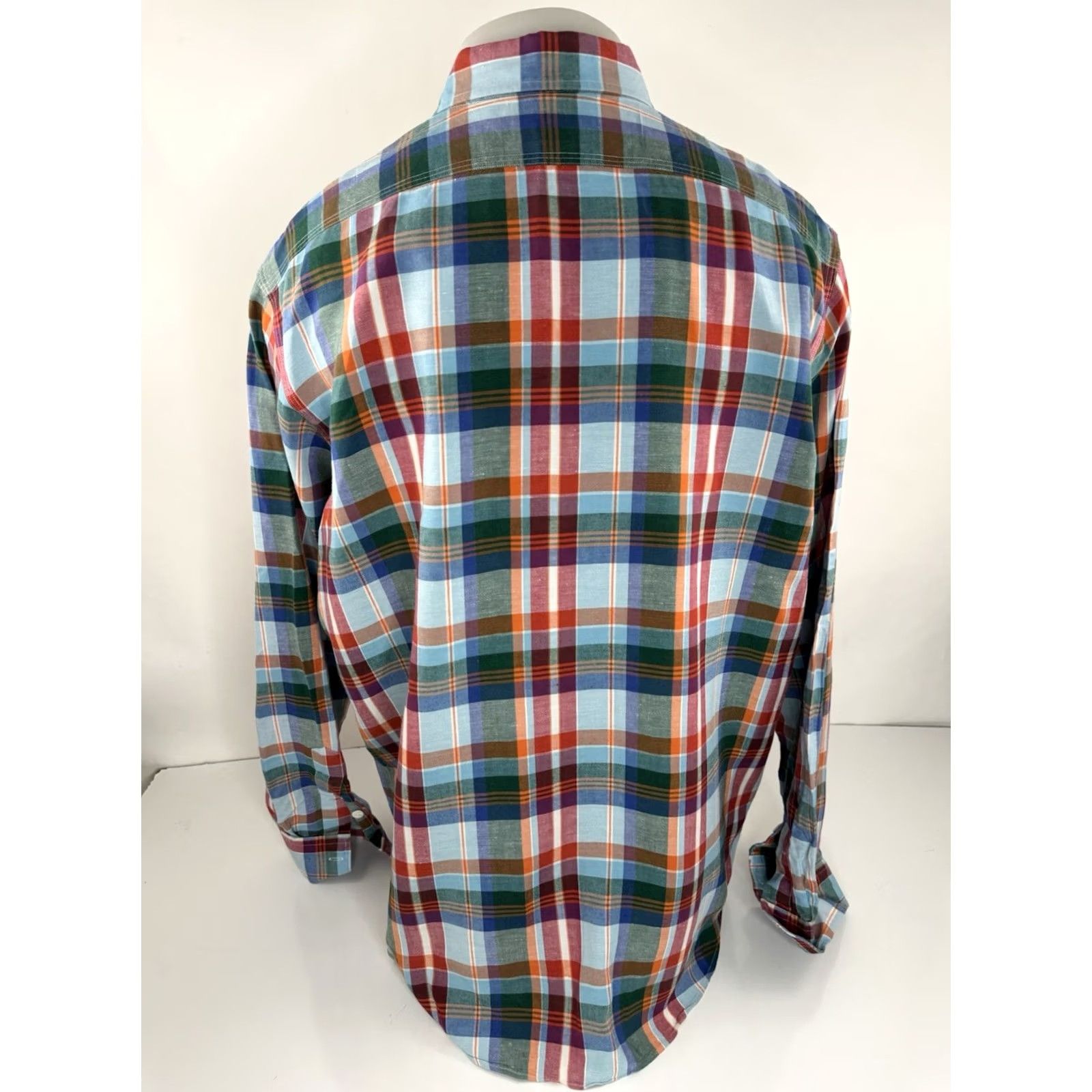 Polo Ralph Lauren POLO RALPH LAUREN - LINEN / SILK Mens XL Plaid Shirt - EXCELLENT Shirt Mens XL Multicolor Plaid - 90s? Size US XL / EU 56 / 4 - 3 Thumbnail