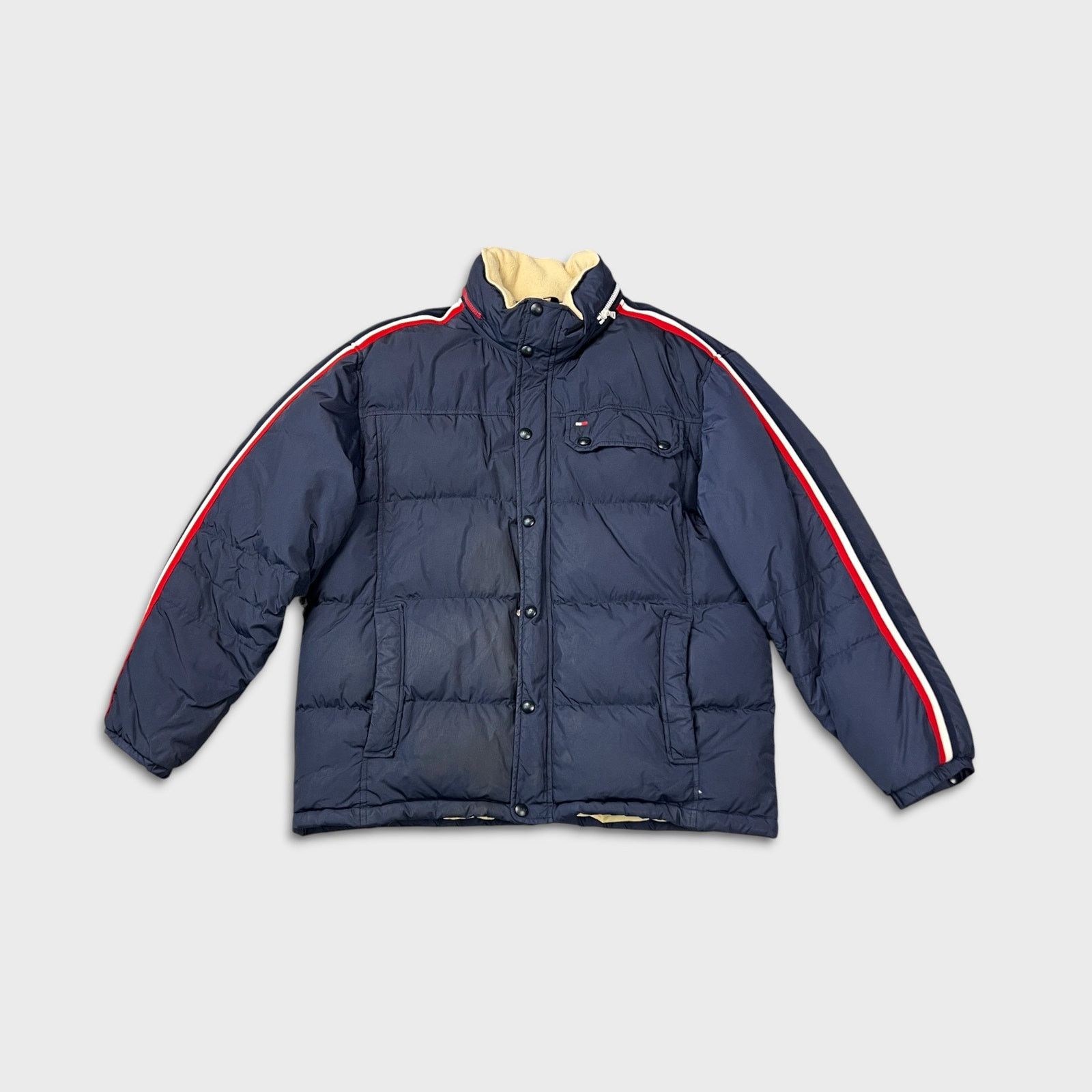 Tommy Hilfiger × Vintage Vintage 90s Tommy Hilfiger Jacket XL Flag Zip Puffer Bomber Size US XL / EU 56 / 4 - 1 Thumbnail