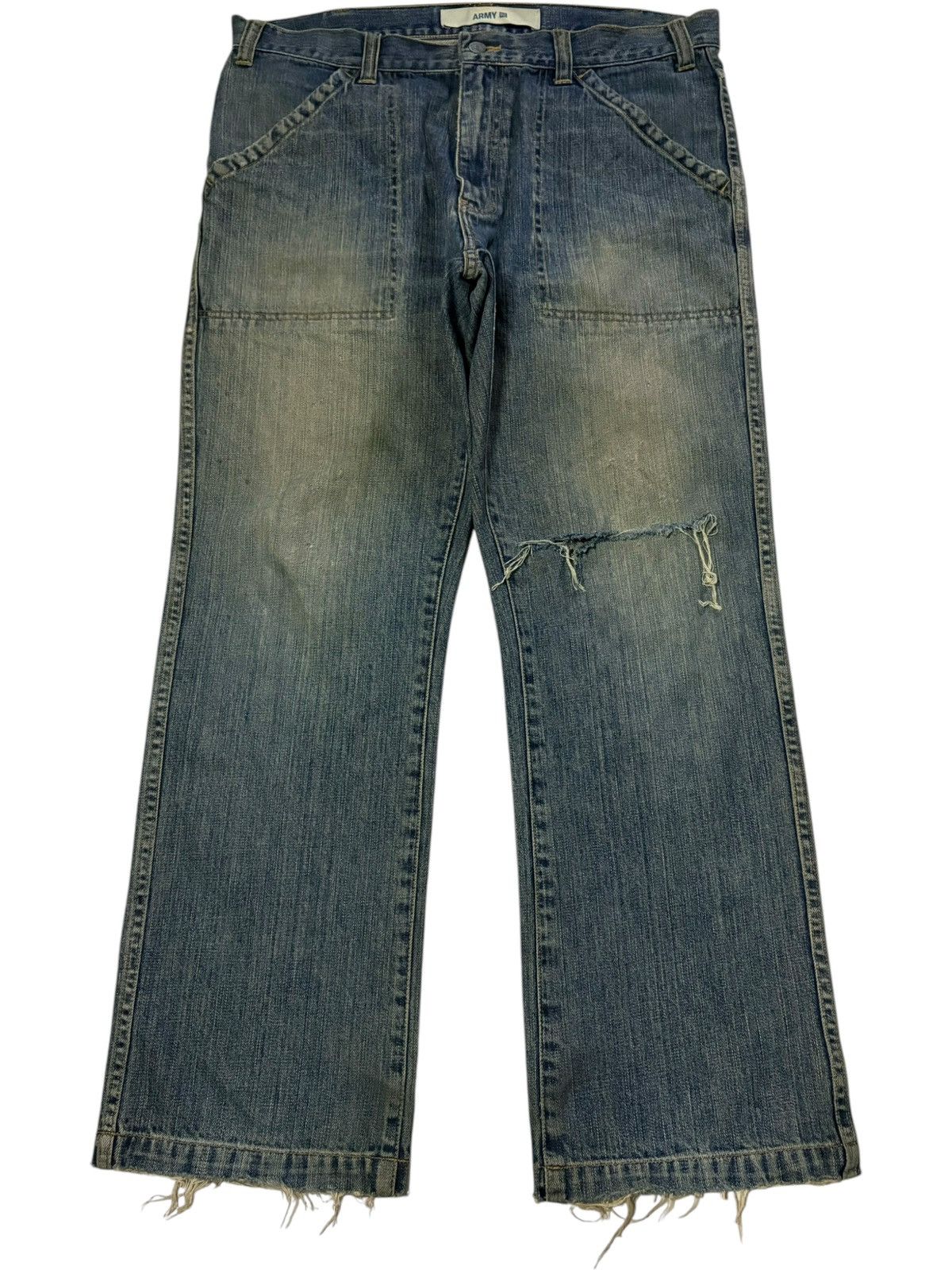 Gap Vintage Gap Army Baker Fatigue Mud Wash Distress Baggy Jeans Size US 38 / EU 54 - 1 Thumbnail