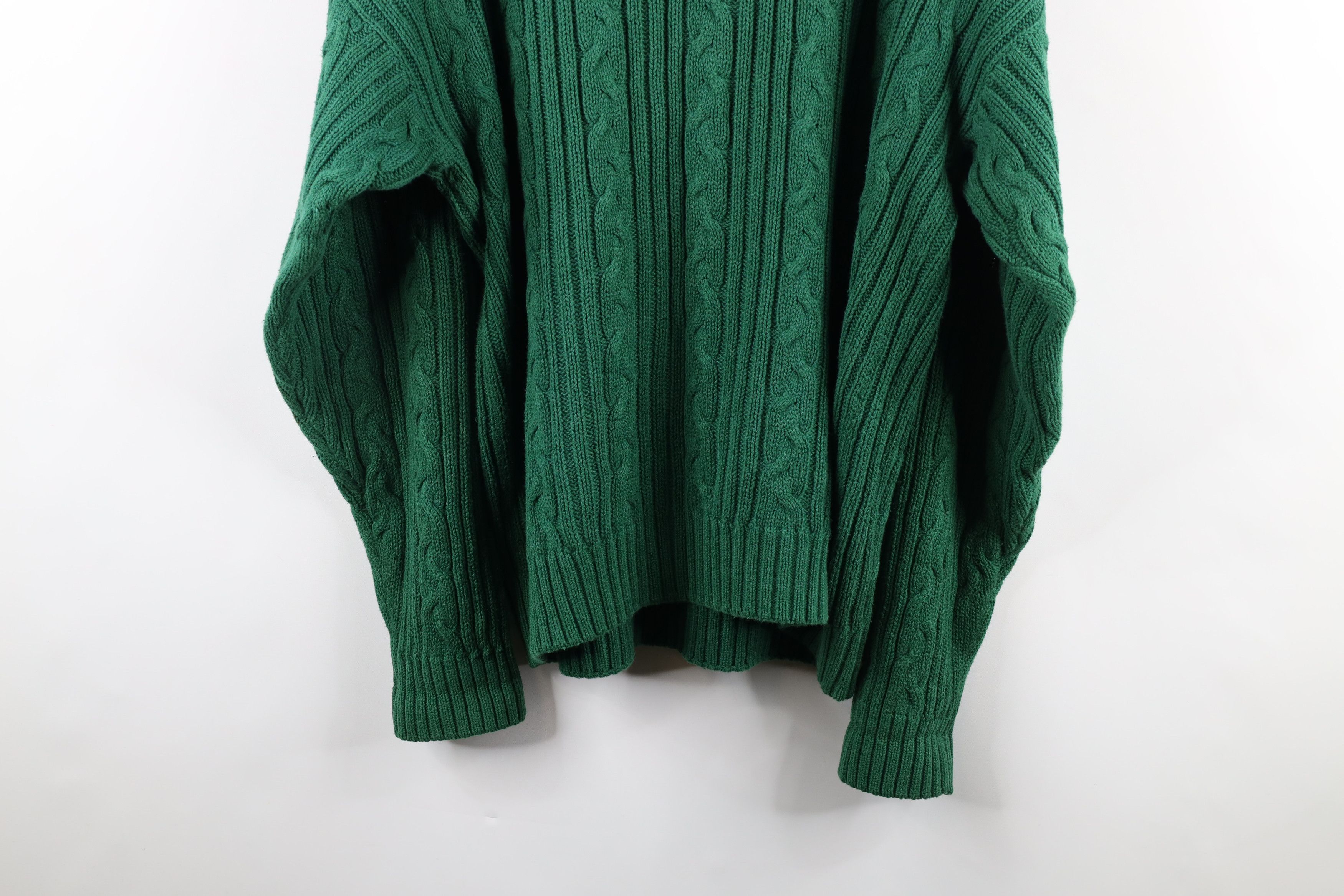Eddie Bauer × Vintage Vintage 90s Eddie Bauer Cable Knit Crewneck Sweater Green Size US L / EU 52-54 / 3 - 10 Thumbnail